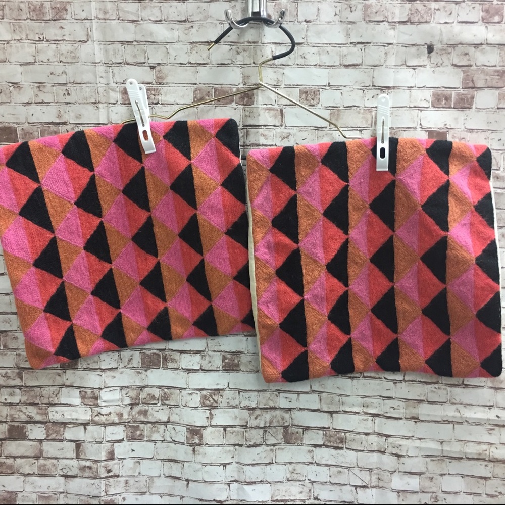 2 Urban Outfitters Boho Wool Knit Pillowcases
